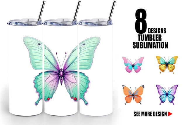 Tumbler Retro Butterflies Sublimation artnoy 