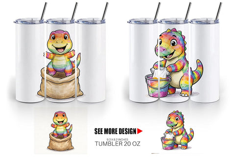 Tumbler Retro Camp Games Dino Ink Line Sublimation artnoy 