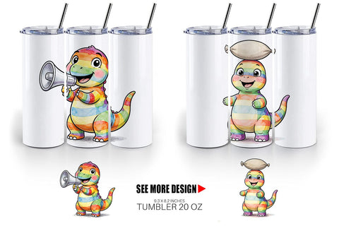 Tumbler Retro Camp Games Dino Ink Line Sublimation artnoy 