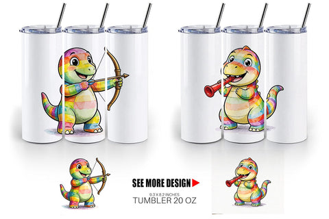 Tumbler Retro Camp Games Dino Ink Line Sublimation artnoy 