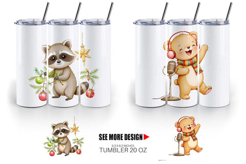 Tumbler Retro Christmas Animals Sublimation artnoy 