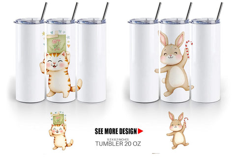 Tumbler Retro Christmas Animals Sublimation artnoy 