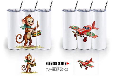 Tumbler Retro Christmas Tin Toy Treasures Watercolor Sublimation artnoy 