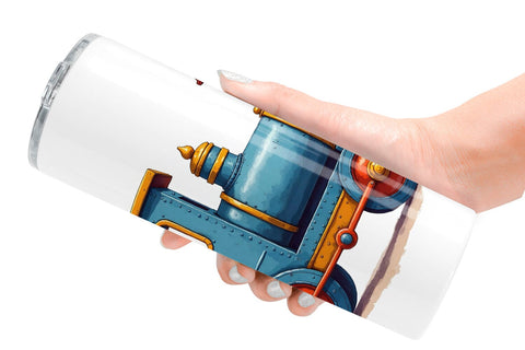 Tumbler Retro Christmas Tin Toy Treasures Watercolor Sublimation artnoy 