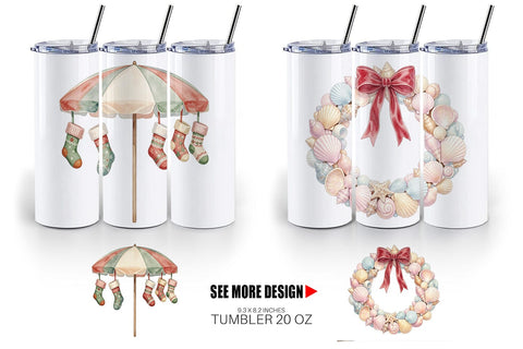 Tumbler Retro Coastal Christmas Decor Art Sublimation artnoy 