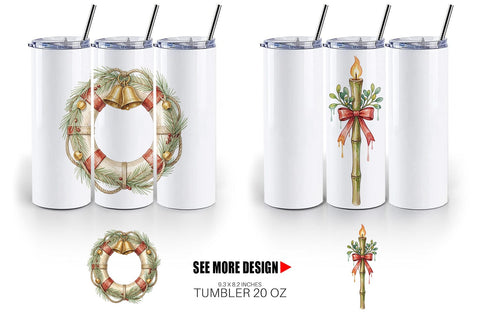 Tumbler Retro Coastal Christmas Decor Art Sublimation artnoy 