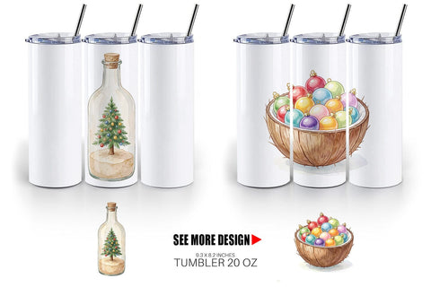 Tumbler Retro Coastal Christmas Decor Art Sublimation artnoy 