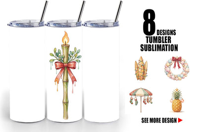 Tumbler Retro Coastal Christmas Decor Art Sublimation artnoy 