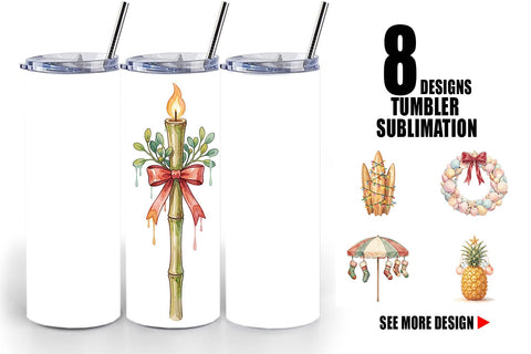 Tumbler Retro Coastal Christmas Decor Art Sublimation artnoy 
