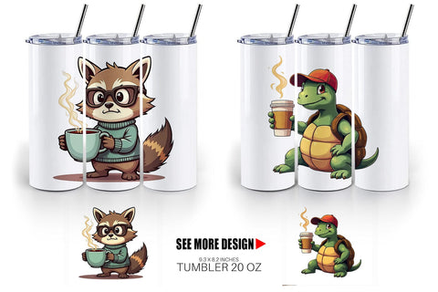 Tumbler Retro Coffee Critters Sublimation artnoy 