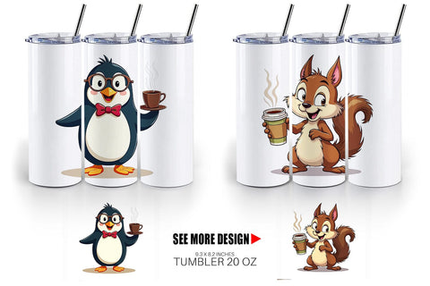 Tumbler Retro Coffee Critters Sublimation artnoy 