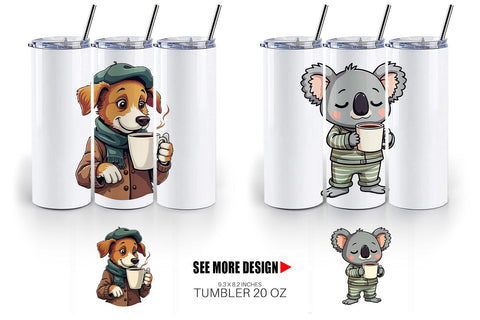 Tumbler Retro Coffee Critters Sublimation artnoy 