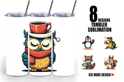 Tumbler Retro Coffee Critters Sublimation artnoy 