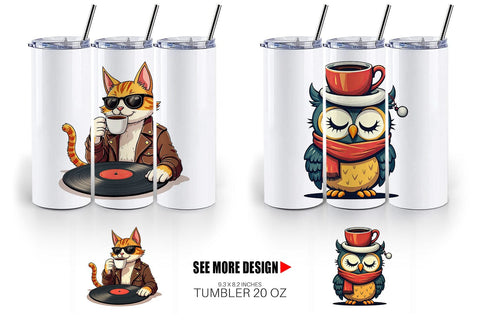 Tumbler Retro Coffee Critters Sublimation artnoy 