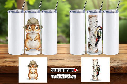 Tumbler Retro Forest Friend Watercolor Sublimation artnoy 