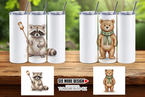 Tumbler Retro Forest Friend Watercolor Sublimation artnoy 