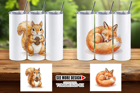 Tumbler Retro Forest Friend Watercolor Sublimation artnoy 
