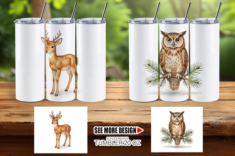 Tumbler Retro Forest Friend Watercolor Sublimation artnoy 