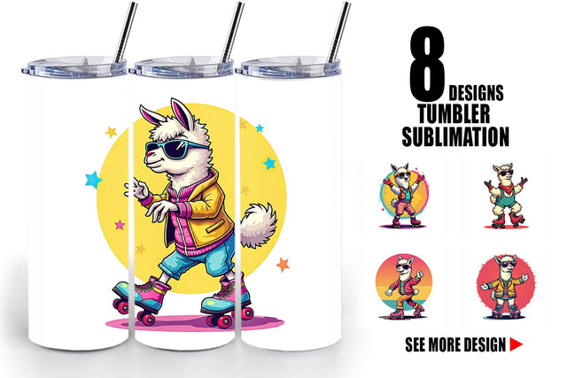 Tumbler Retro Funny Llama Sublimation artnoy 