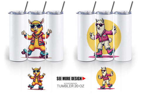 Tumbler Retro Funny Llama Sublimation artnoy 