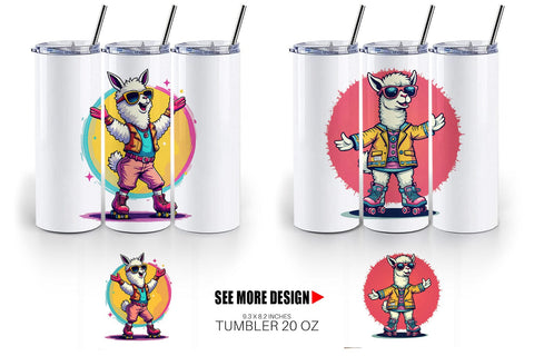 Tumbler Retro Funny Llama Sublimation artnoy 