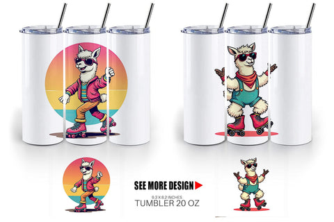 Tumbler Retro Funny Llama Sublimation artnoy 