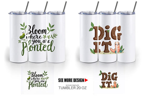 Tumbler Retro Garden Critters Cute Motivational Quote Art Sublimation artnoy 