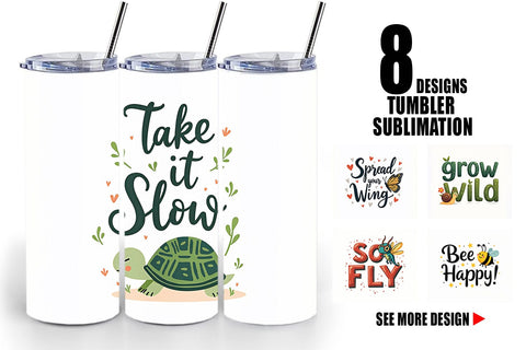 Tumbler Retro Garden Critters Cute Motivational Quote Art Sublimation artnoy 