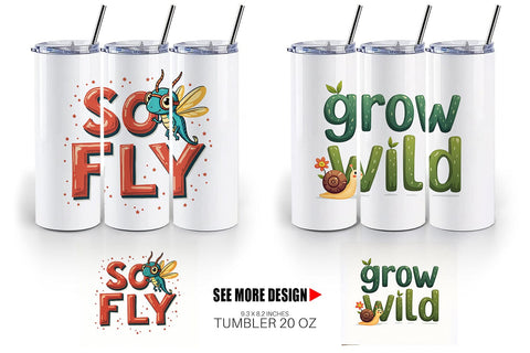 Tumbler Retro Garden Critters Cute Motivational Quote Art Sublimation artnoy 