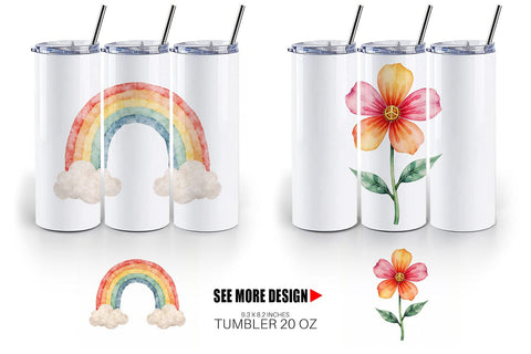 Tumbler Retro Groovy Florals Sublimation artnoy 