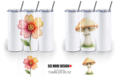 Tumbler Retro Groovy Florals Sublimation artnoy 