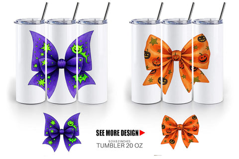 Tumbler Retro Halloween Bows Sublimation artnoy 