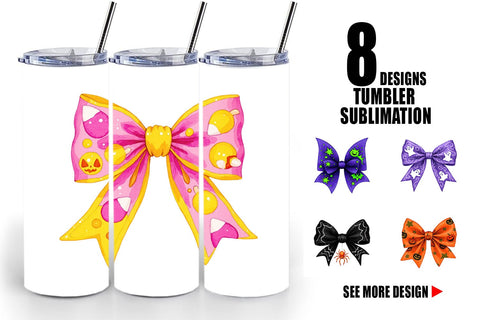 Tumbler Retro Halloween Bows Sublimation artnoy 