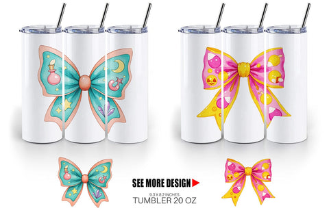 Tumbler Retro Halloween Bows Sublimation artnoy 