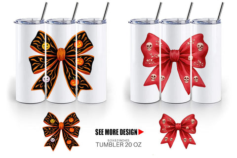 Tumbler Retro Halloween Bows Sublimation artnoy 
