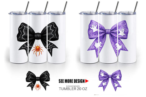 Tumbler Retro Halloween Bows Sublimation artnoy 