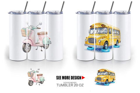 Tumbler Retro Hover School Transport Sublimation artnoy 