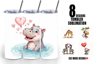 Tumbler Retro Jungle Love Valentine's Safari Animal Sublimation artnoy 