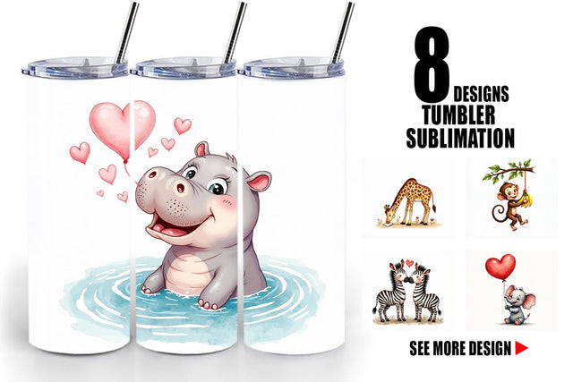 Tumbler Retro Jungle Love Valentine's Safari Animal Sublimation artnoy 