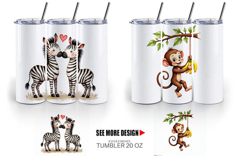 Tumbler Retro Jungle Love Valentine's Safari Animal Sublimation artnoy 
