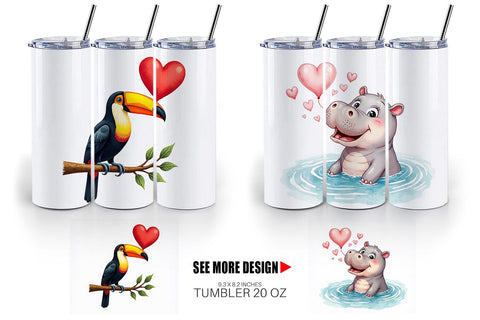 Tumbler Retro Jungle Love Valentine's Safari Animal Sublimation artnoy 