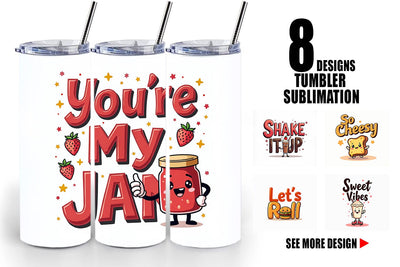 Tumbler Retro Kawaii Diner Delights Cute Food Quote Sublimation artnoy 