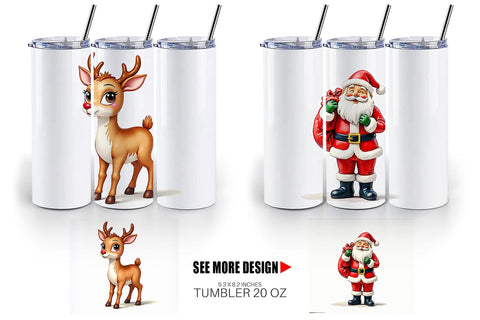 Tumbler Retro Kitsch Christmas Watercolor Sublimation artnoy 