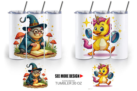 Tumbler Retro Magic Critters Sublimation artnoy 