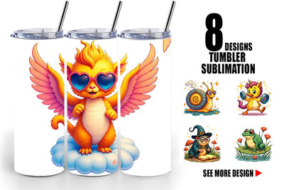 Tumbler Retro Magic Critters Sublimation artnoy 