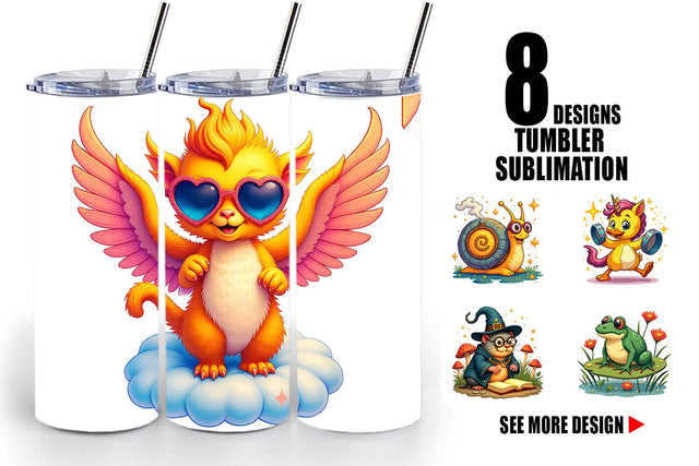 Tumbler Retro Magic Critters Sublimation artnoy 