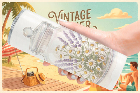 Tumbler Retro Nature Discovery Watercolor Sublimation artnoy 