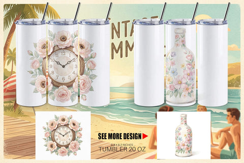 Tumbler Retro Nature Discovery Watercolor Sublimation artnoy 