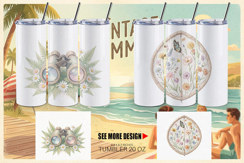 Tumbler Retro Nature Discovery Watercolor Sublimation artnoy 