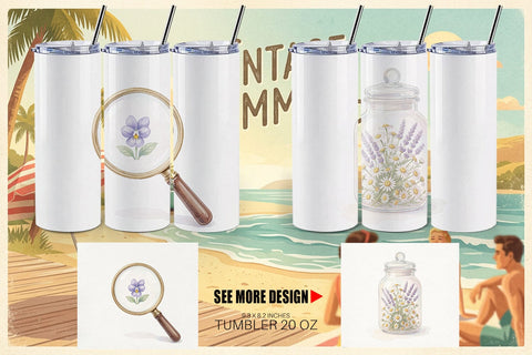 Tumbler Retro Nature Discovery Watercolor Sublimation artnoy 
